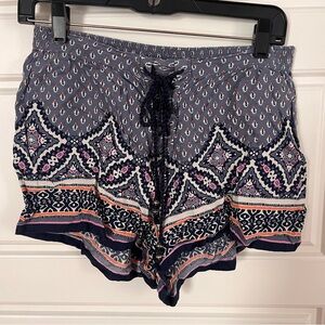 Abercrombie & Fitch Navy Multi Printed High-Waist Shorts